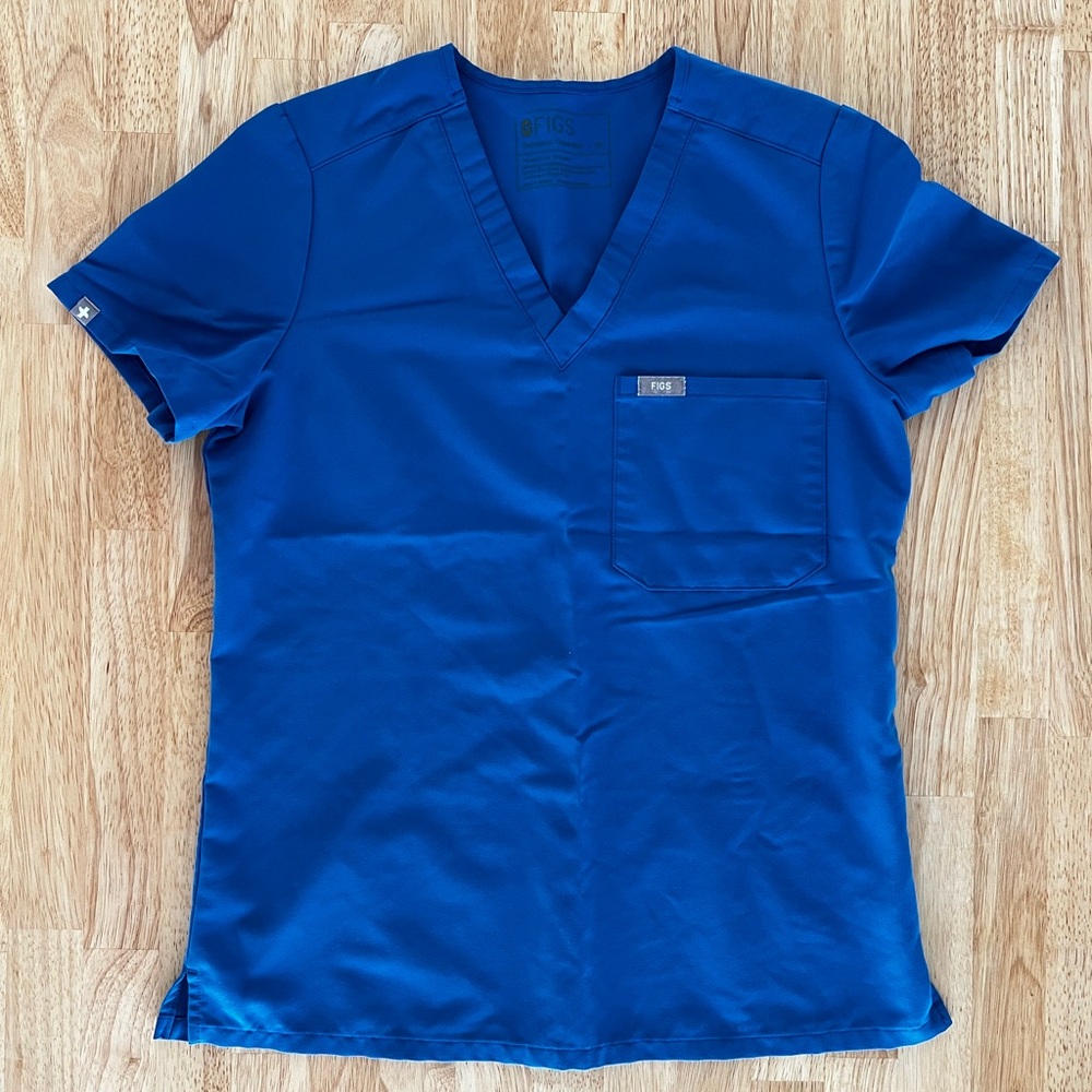 Figs, XS, Catarina One-Pocket Scrub Top, Royal Blue